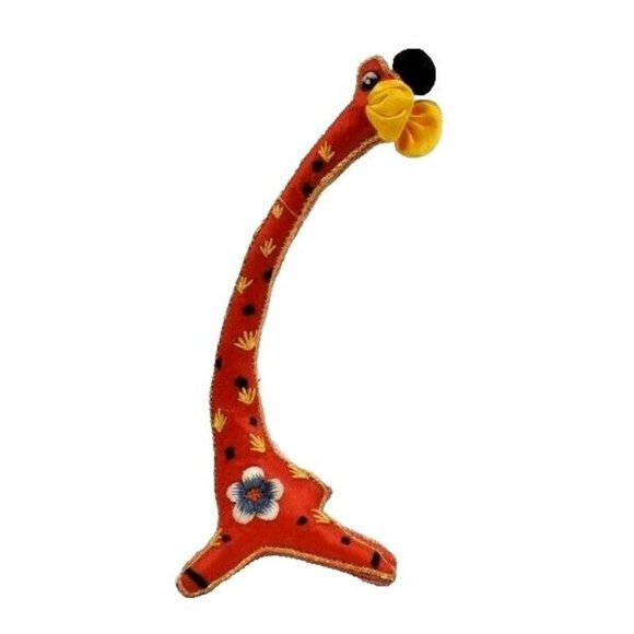 Vintage Embroidered Stuffed Silk Fabric Giraffe Decorative Ornament - Picture 1 of 3